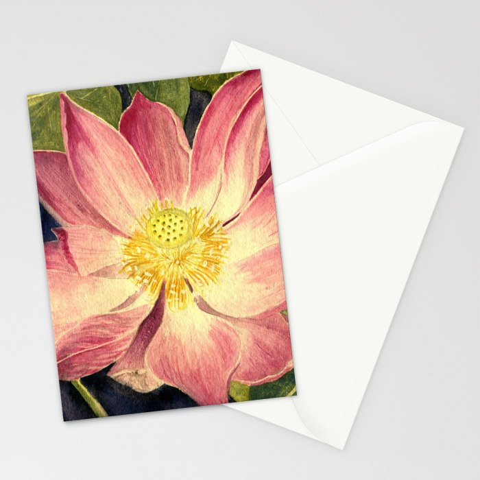 Big Lotus Watercolor Stationery Card Gallery Image 2