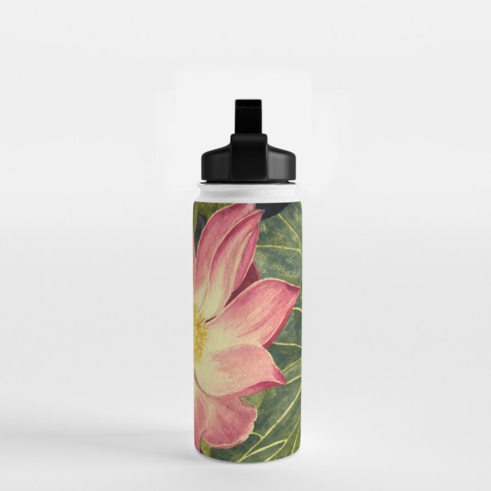 Big Lotus Watercolor Water Bottle Gallery Image 2