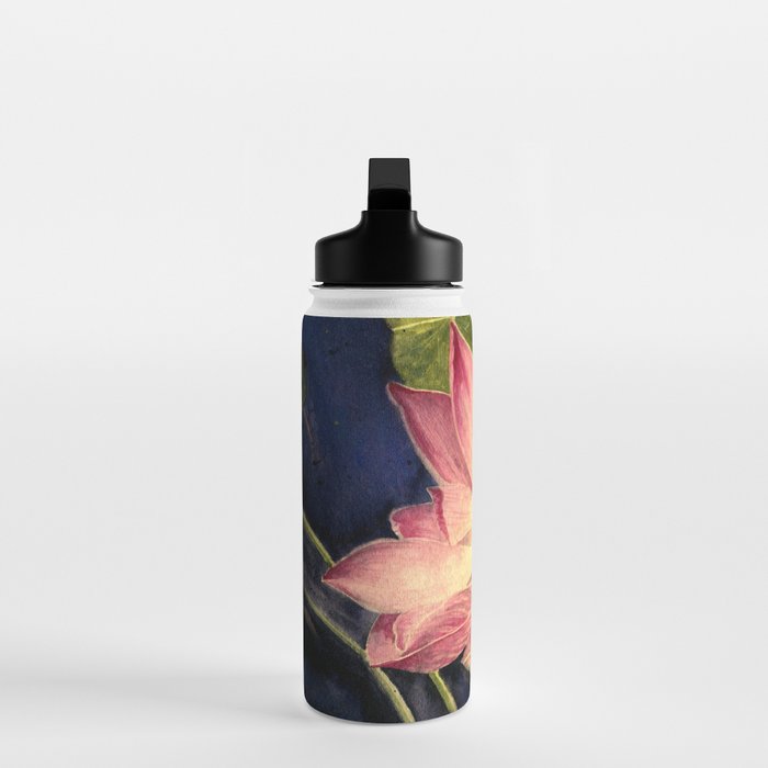 Big Lotus Watercolor Water Bottle Gallery Image 3