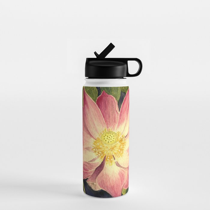 Big Lotus Watercolor Water Bottle Gallery Image 1