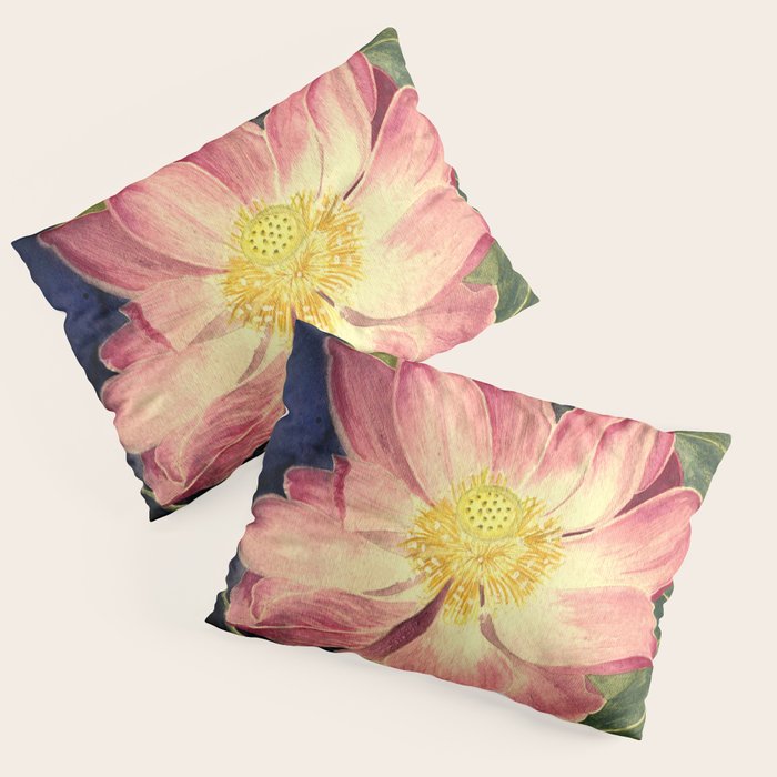 Big Lotus Watercolor Pillow Sham Gallery Image 1
