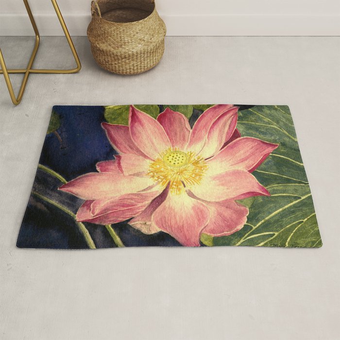 Big Lotus Watercolor Rug Gallery Image 1