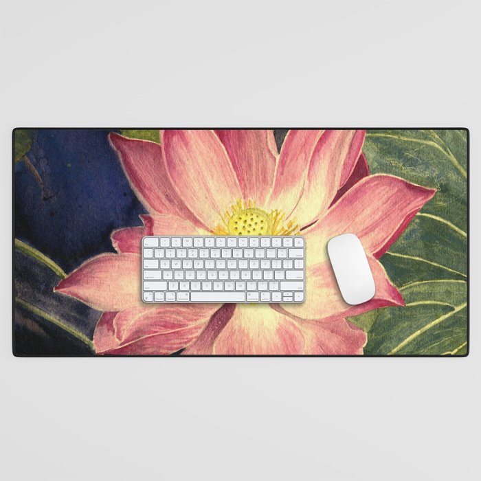 Big Lotus Watercolor Desk Mat Gallery Image 1