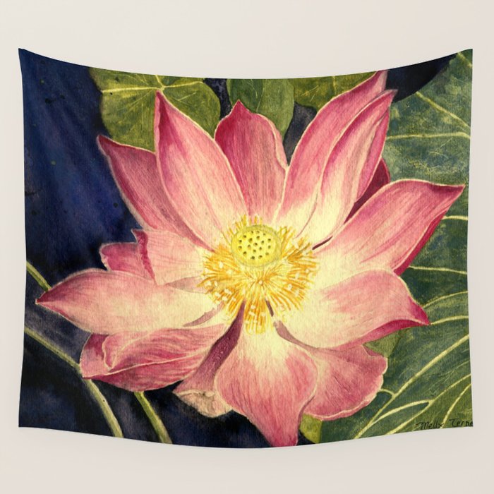 Big Lotus Watercolor Wall Tapestry Gallery Image 4