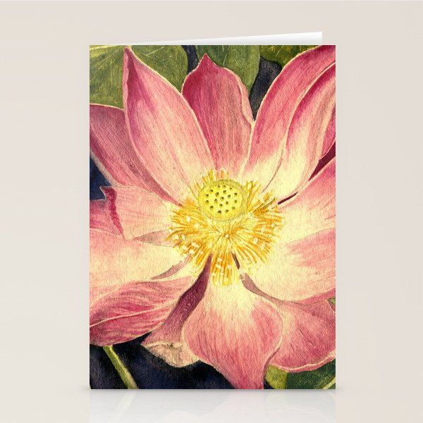 Big Lotus Watercolor Stationery Card Gallery Image 2