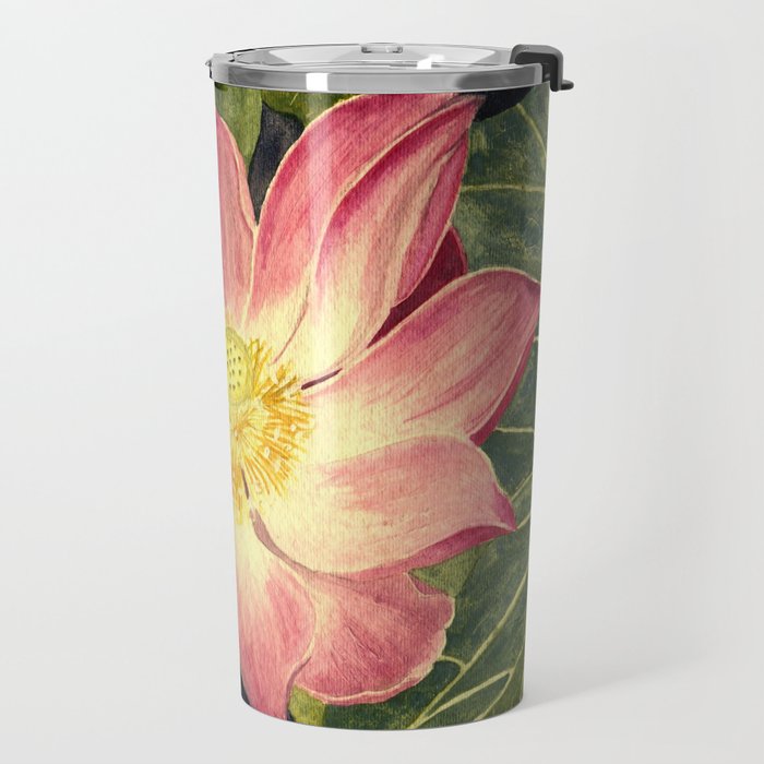 Big Lotus Watercolor Travel Mug Gallery Image 2