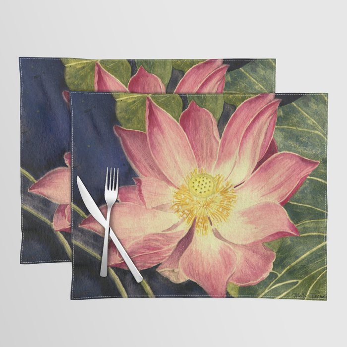 Big Lotus Watercolor Placemat Gallery Image 1