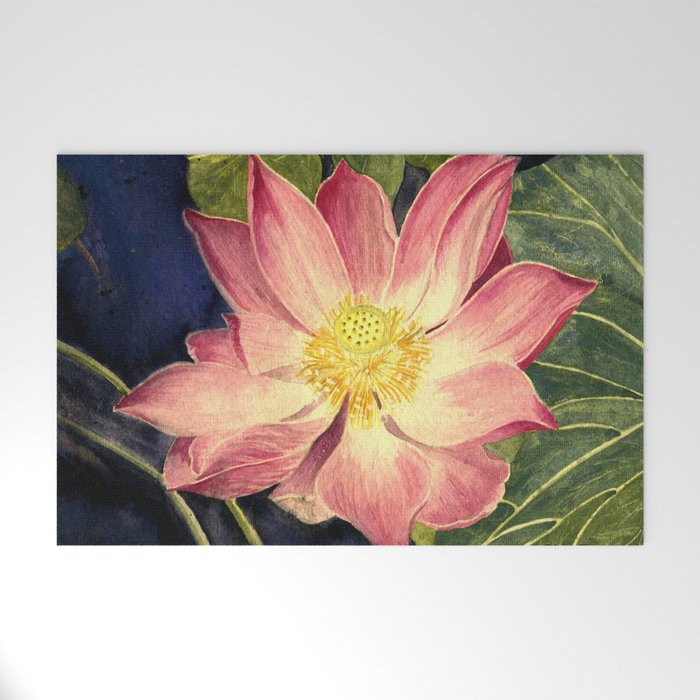 Big Lotus Watercolor Welcome Mat Gallery Image 1