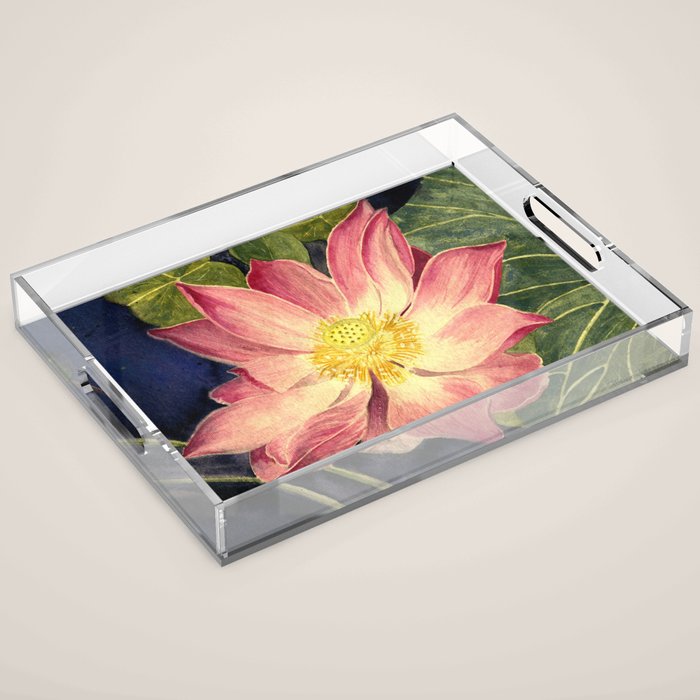 Big Lotus Watercolor Acrylic Tray Gallery Image 1