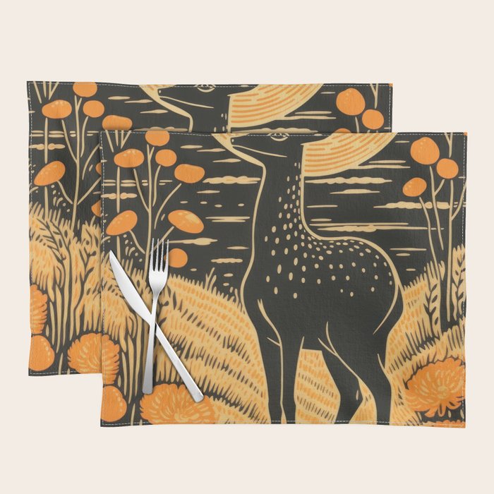 Autumn Moon Horned Deer Placemat Gallery Image 1