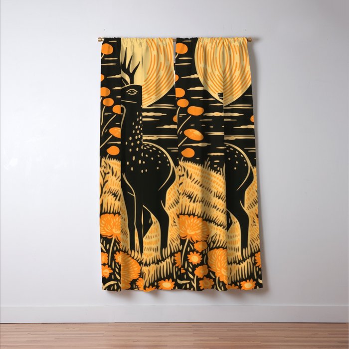 Autumn Moon Horned Deer Window Curtain Gallery Image 3
