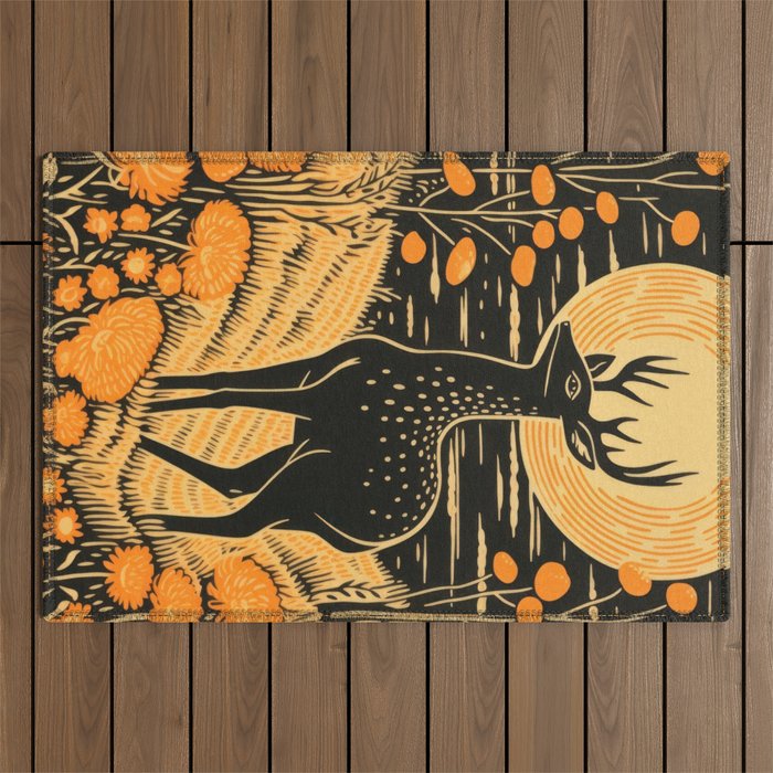 Autumn Moon Horned Deer Outdoor Rug Gallery Image 1