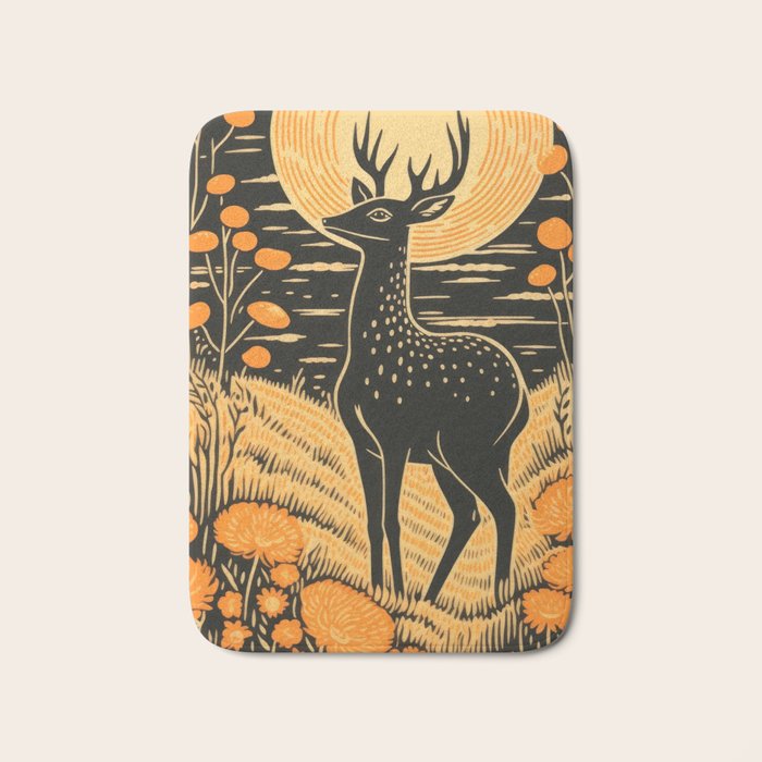 Autumn Moon Horned Deer Bath Mat Gallery Image 1