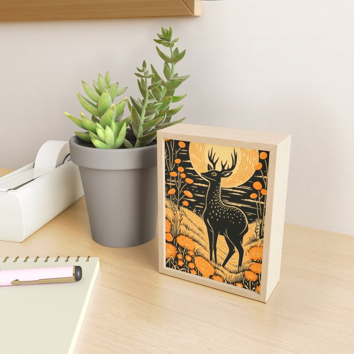Autumn Moon Horned Deer Mini Art Print Gallery Image 2