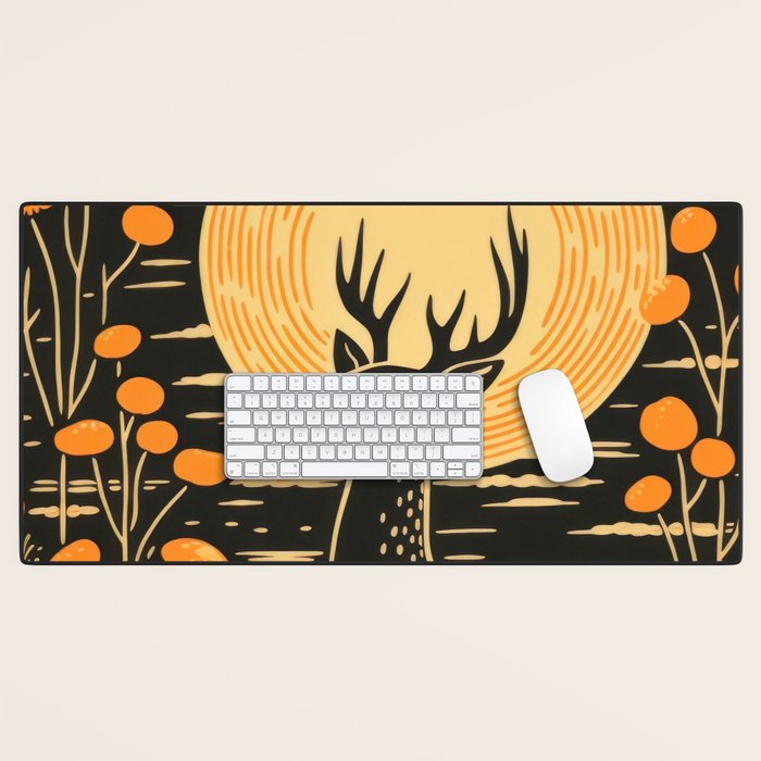 Autumn Moon Horned Deer Desk Mat Gallery Image 1