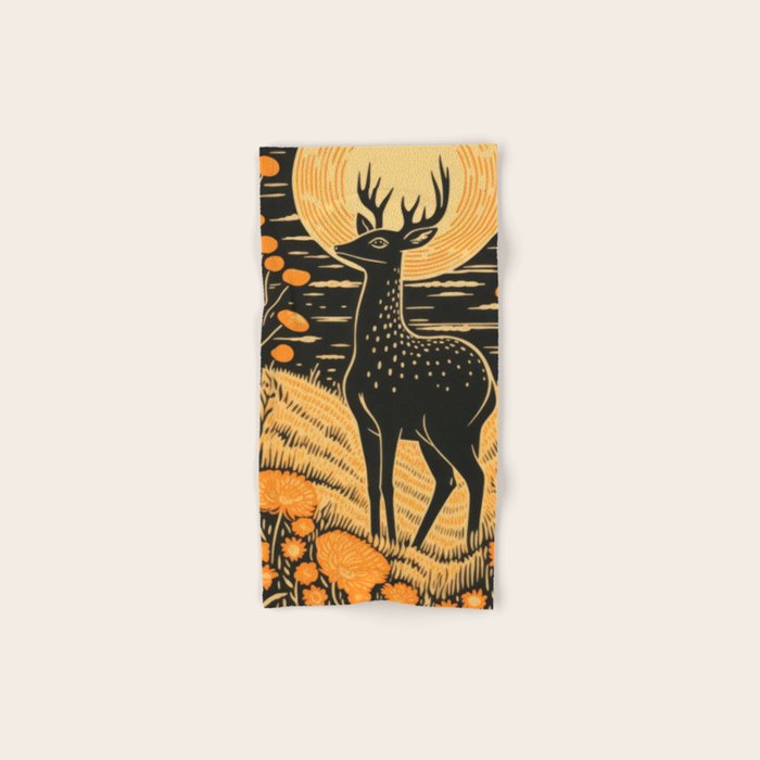 Autumn Moon Horned Deer Bath Towel Gallery Image 1