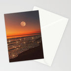 SUNSET WITH A FULL MOON | collage | nature | warm | ocean | sea | glitter | glow | waves | sky bling Stationery Card Gallery Image 2