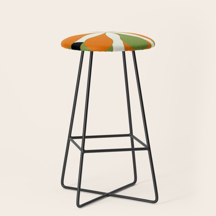 Mid-Century Modern Art 1.4 - Green & Orange Flower Stool Gallery Image 1