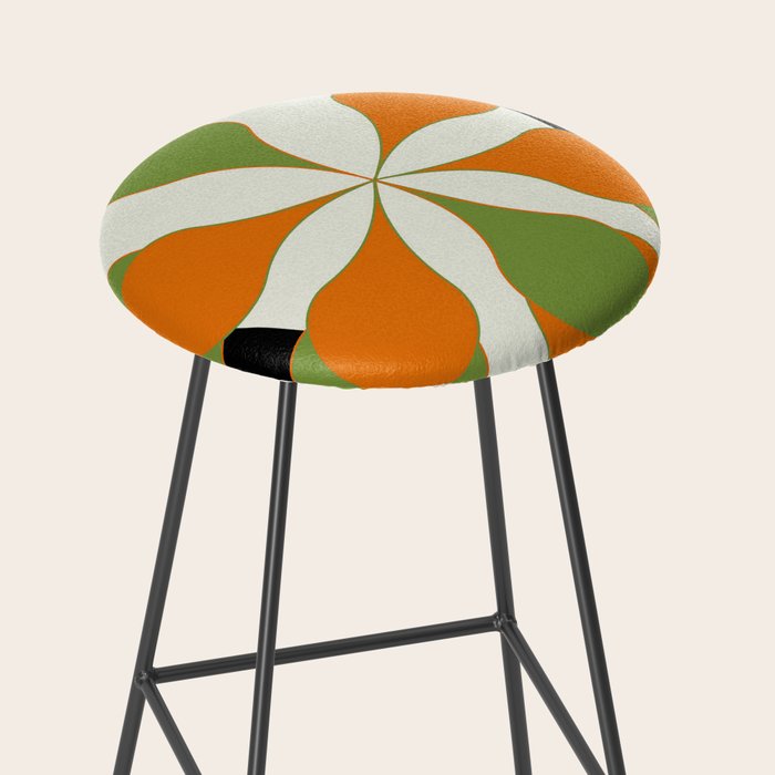 Mid-Century Modern Art 1.4 - Green & Orange Flower Stool Gallery Image 2