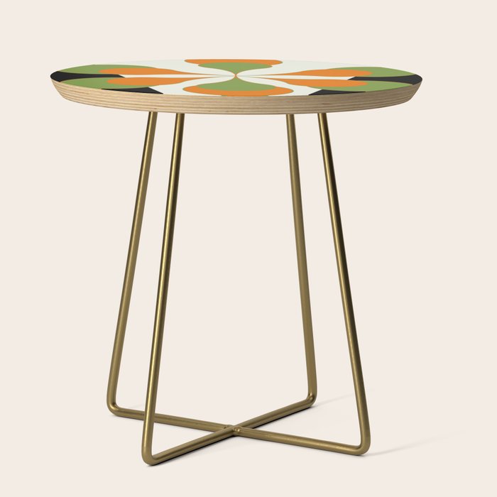 Mid-Century Modern Art 1.4 - Green & Orange Flower Side Table Gallery Image 1