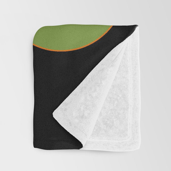 Mid-Century Modern Art 1.4 - Green & Orange Flower Throw Blanket Gallery Image 3
