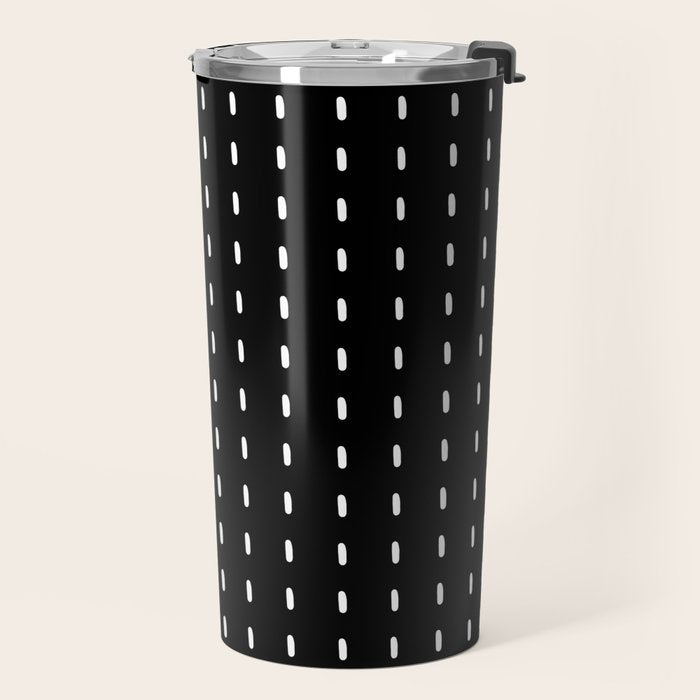 Black pattern with white stripes Travel Mug Gallery Image 2