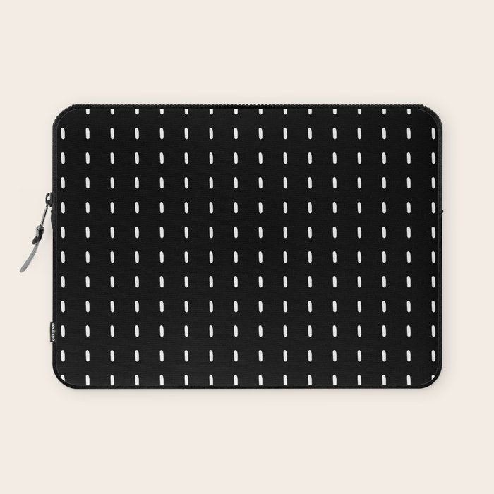Black pattern with white stripes Laptop Sleeve Gallery Image 1