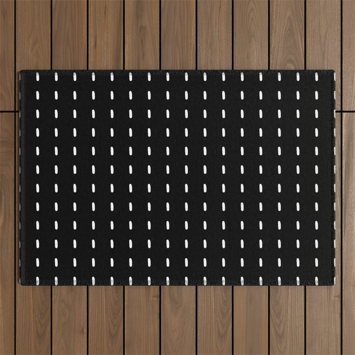 Black pattern with white stripes Outdoor Rug Gallery Image 1