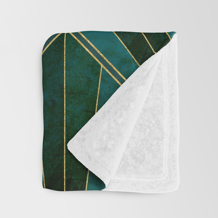 Art Deco Real Green Marbled Geometric Pattern Throw Blanket Gallery Image 3