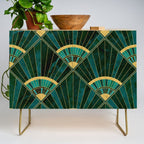 Art Deco Real Green Marbled Geometric Pattern Credenza Gallery Image 1