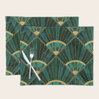 Art Deco Real Green Marbled Geometric Pattern Placemat Gallery Image 1
