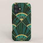 Art Deco Real Green Marbled Geometric Pattern iPhone Case Gallery Image 1
