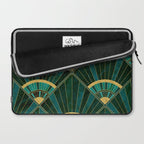 Art Deco Real Green Marbled Geometric Pattern Laptop Sleeve Gallery Image 2