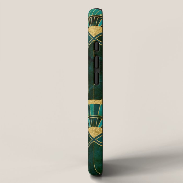 Art Deco Real Green Marbled Geometric Pattern iPhone Case Gallery Image 2