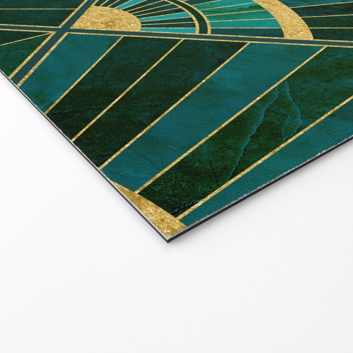 Art Deco Real Green Marbled Geometric Pattern Welcome Mat Gallery Image 2