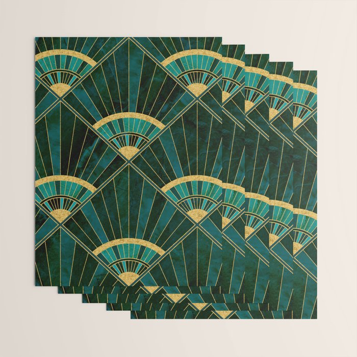Art Deco Real Green Marbled Geometric Pattern Wrapping Paper Gallery Image 3