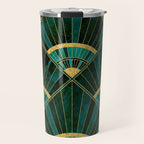 Art Deco Real Green Marbled Geometric Pattern Travel Mug Gallery Image 1