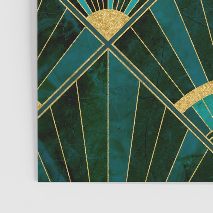 Art Deco Real Green Marbled Geometric Pattern Poster Gallery Image 3
