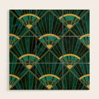 Art Deco Real Green Marbled Geometric Pattern Wood Wall Art Gallery Image 1