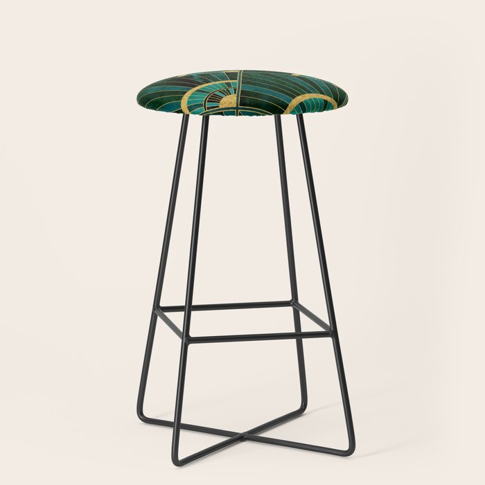 Art Deco Real Green Marbled Geometric Pattern Stool Gallery Image 1