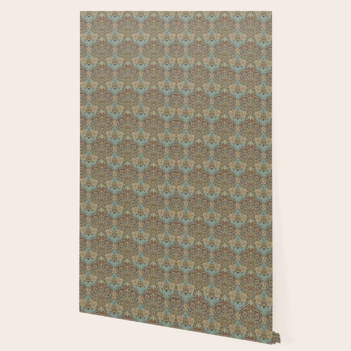 William Morris Honeysuckle & Tulip Taupe and Aqua Wallpaper Gallery Image 2