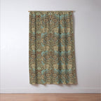 William Morris Honeysuckle & Tulip Taupe and Aqua Window Curtain Gallery Image 3
