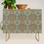 William Morris Honeysuckle & Tulip Taupe and Aqua Credenza Gallery Image 1