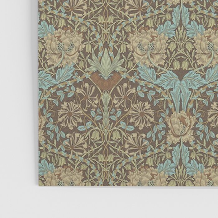 William Morris Honeysuckle & Tulip Taupe and Aqua Poster Gallery Image 3