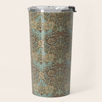 William Morris Honeysuckle & Tulip Taupe and Aqua Travel Mug Gallery Image 2