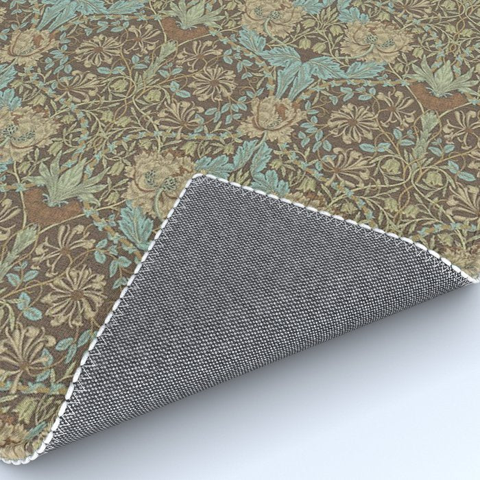 William Morris Honeysuckle & Tulip Taupe and Aqua Rug Gallery Image 4