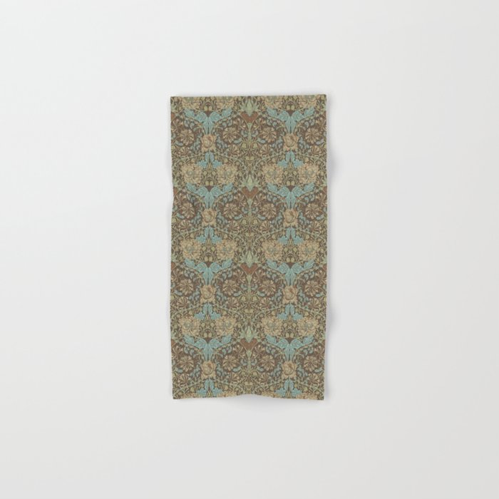 William Morris Honeysuckle & Tulip Taupe and Aqua Bath Towel Gallery Image 1