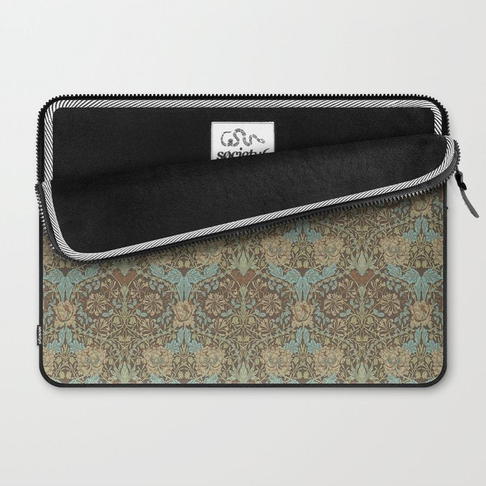 William Morris Honeysuckle & Tulip Taupe and Aqua Laptop Sleeve Gallery Image 2