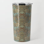 William Morris Honeysuckle & Tulip Taupe and Aqua Travel Mug Gallery Image 1