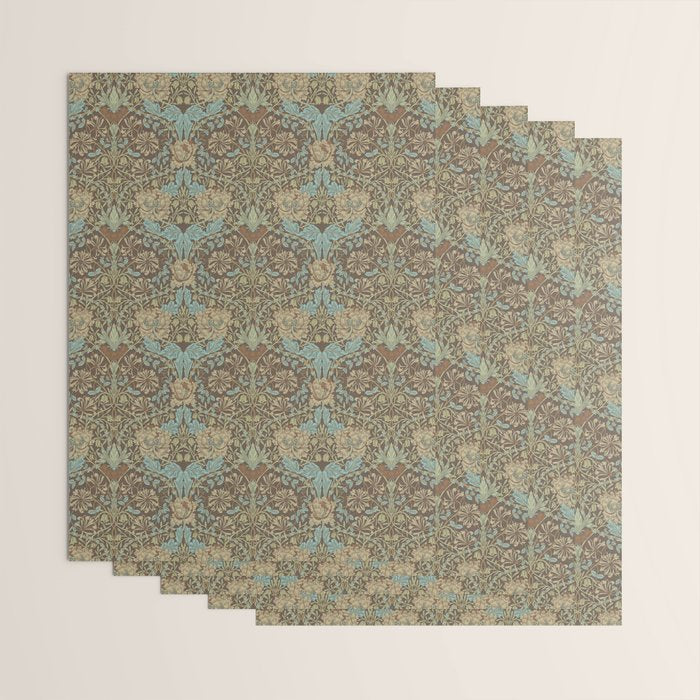 William Morris Honeysuckle & Tulip Taupe and Aqua Wrapping Paper Gallery Image 3